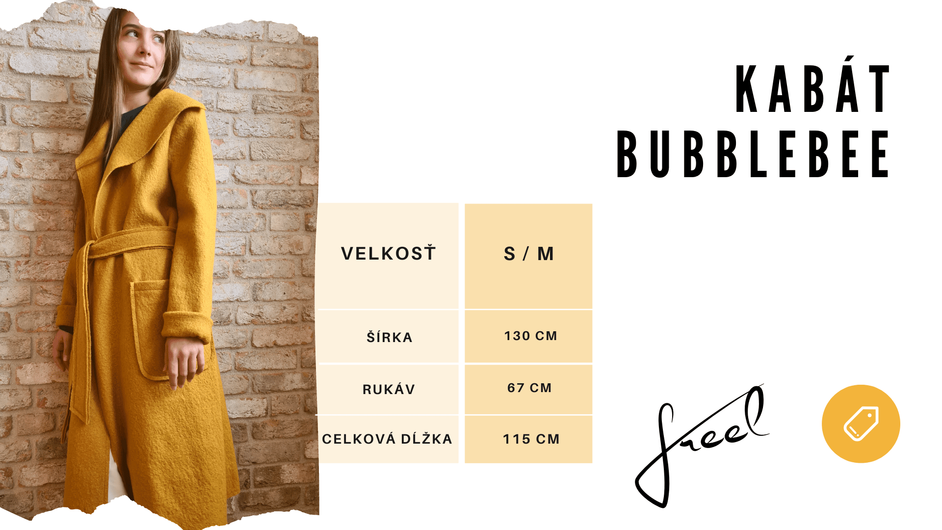 Veľkostná tabuľka Kabát Bubblebee_FREEL